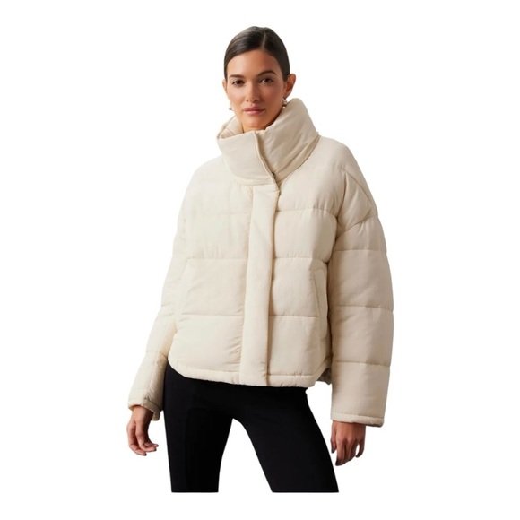 OOF Puffer Jacket Coat in Off White Nylon Size IT 44 / US 8 - Picture 2 of 13